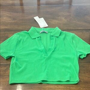 Zara Vibrant Green Polo Top